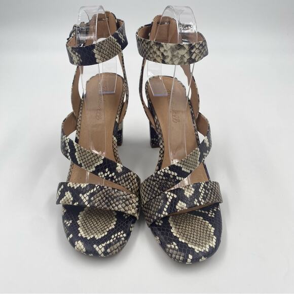 Madewell‎ The Liv Sandal Snake Embossed Leather Block Heel Strappy - Picture 7 of 9